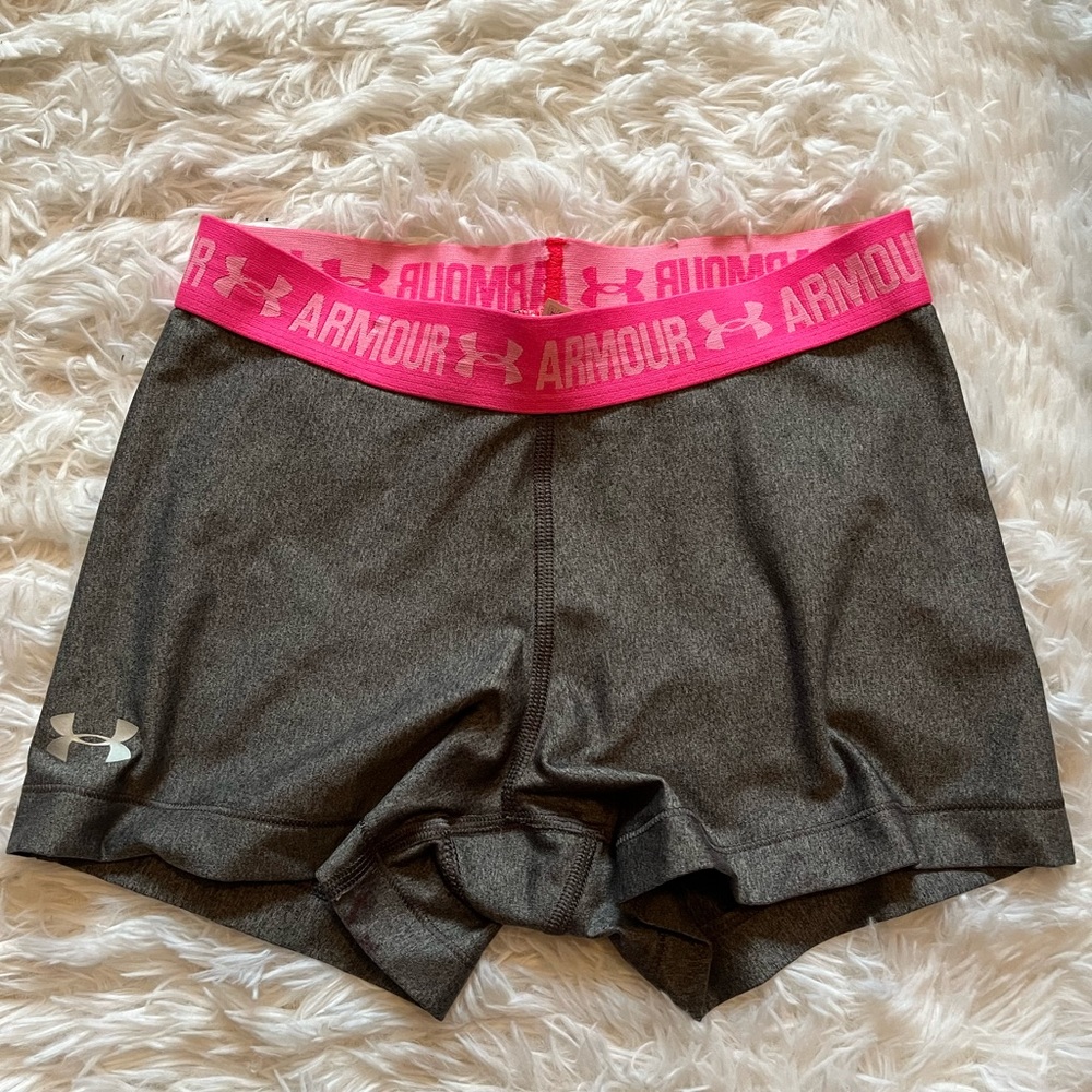 Under Armour Compression Shorts Size Medium Gray Pink